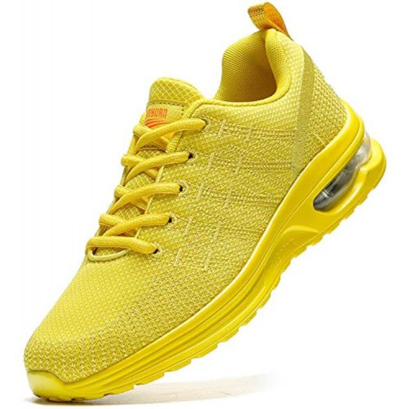 Damyuan Running Shoes Men's Air Cushion Athletic Gym Tennis Shoes Sneakers Lightweight Walking Shoes Yellow